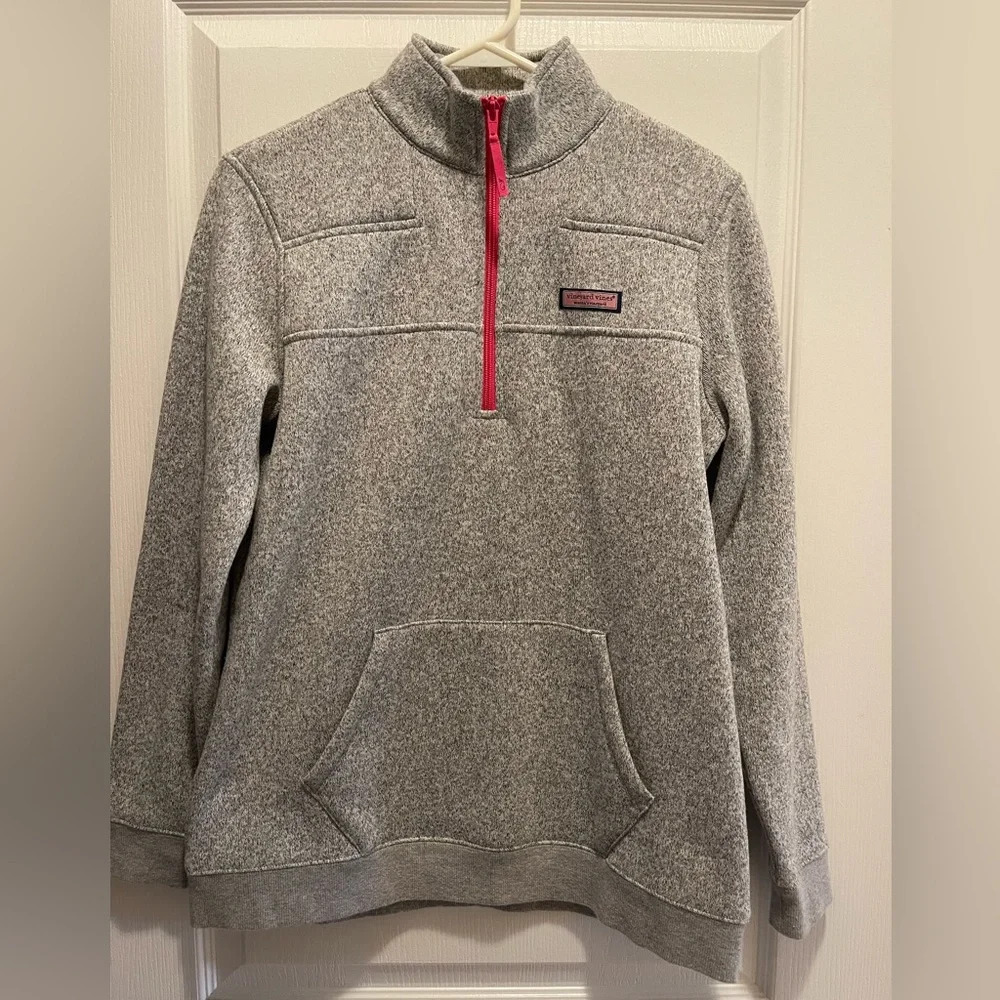 Vineyard Vines Quarter Zip Gray and Pink Sweatshirt Pullover Size Women’s Small